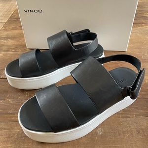Vince Westport Leather Platform Sandals SZ 6
